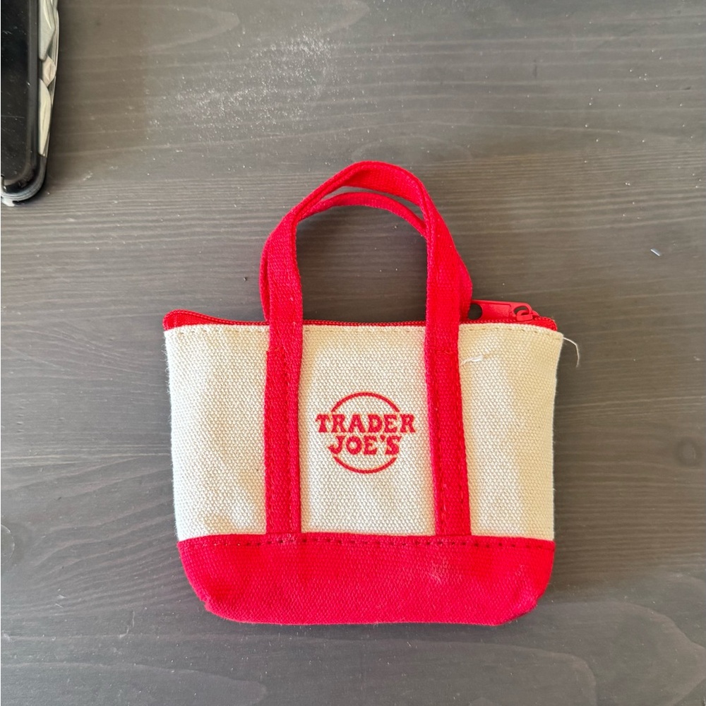 Brand New Trader Joe's Red and Cream MiniTote Bag